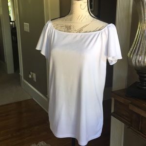 White 1 X Ralph Lauren flutter short sleeve top.